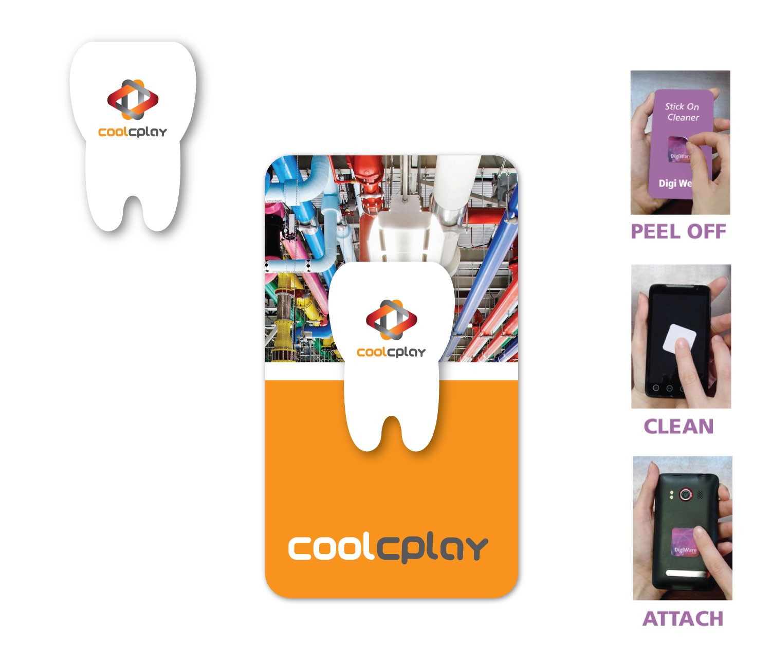 Full Color Screen Cleaner Sticker - Tooth Shape (1"x 1.50")